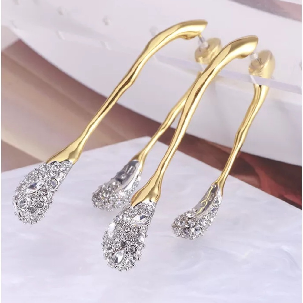 ALEXIS BITTAR Solanales Drop Gold & Crystal Front Back Link Earrings - LAST PAIR - Picture 6 of 10